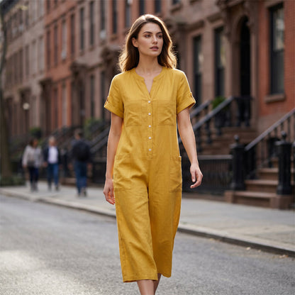 🌿50% Off on the Last Day-Women's Casual Short Sleeve Wide-Leg Jumpsuit