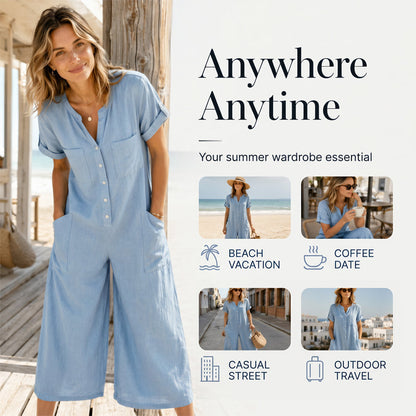 🌿50% Off on the Last Day-Women's Casual Short Sleeve Wide-Leg Jumpsuit