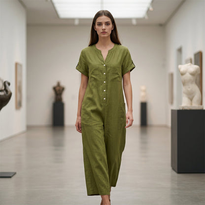 🌿50% Off on the Last Day-Women's Casual Short Sleeve Wide-Leg Jumpsuit