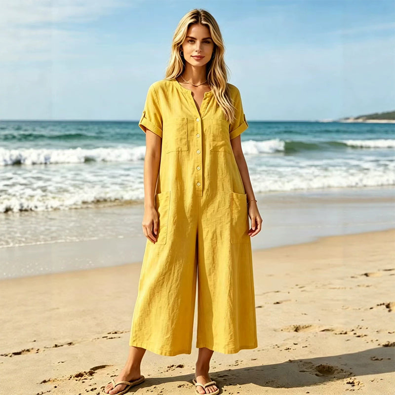 🌿50% Off on the Last Day-Women's Casual Short Sleeve Wide-Leg Jumpsuit