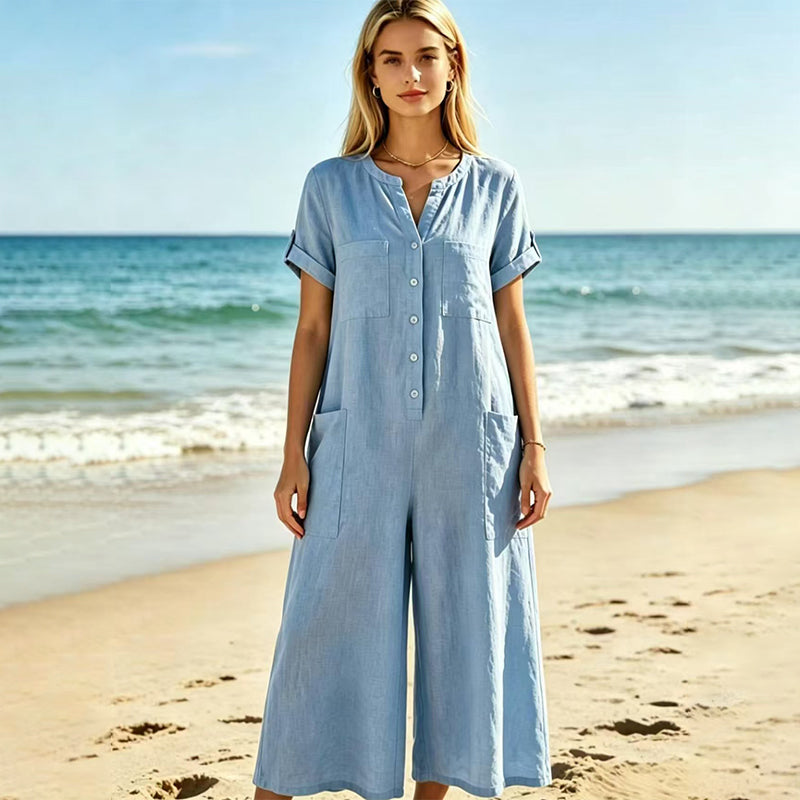 🌿50% Off on the Last Day-Women's Casual Short Sleeve Wide-Leg Jumpsuit