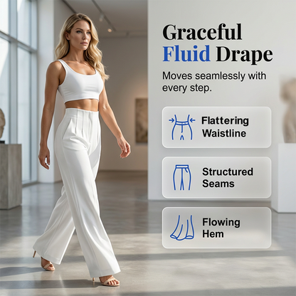 🌿 Ladies' Solid Wide Leg Trousers — Loose Fit | Side Pockets | Versatile Neutral Colours