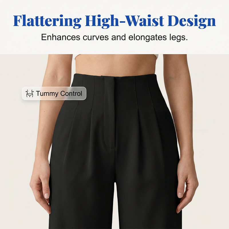 🌿 Ladies' Solid Wide Leg Trousers — Loose Fit | Side Pockets | Versatile Neutral Colours