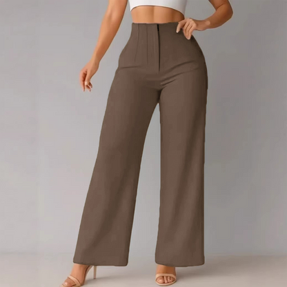🌿 Ladies' Solid Wide Leg Trousers — Loose Fit | Side Pockets | Versatile Neutral Colours