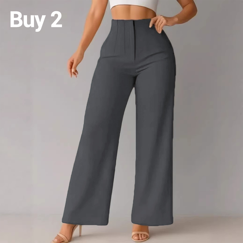 🌿 Ladies' Solid Wide Leg Trousers — Loose Fit | Side Pockets | Versatile Neutral Colours