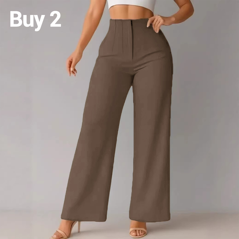 🌿 Ladies' Solid Wide Leg Trousers — Loose Fit | Side Pockets | Versatile Neutral Colours