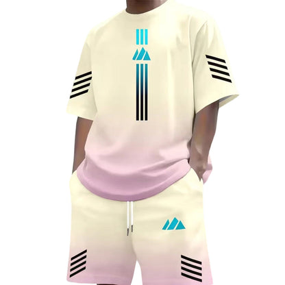 👕 50% OFF NOW! ☀️ Men’s Gradient T-Shirt & Shorts Set – Cool Drips, Zero Fuss 🩳