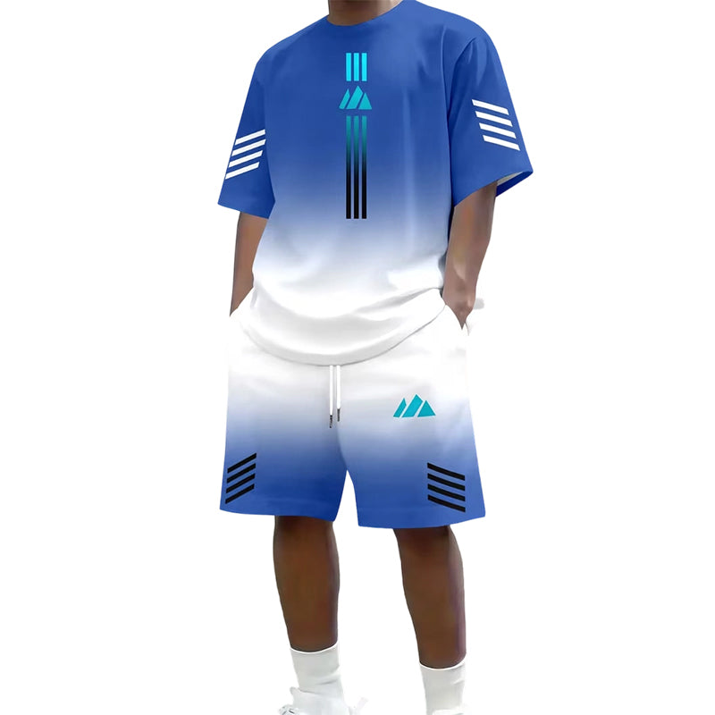 👕 50% OFF NOW! ☀️ Men’s Gradient T-Shirt & Shorts Set – Cool Drips, Zero Fuss 🩳