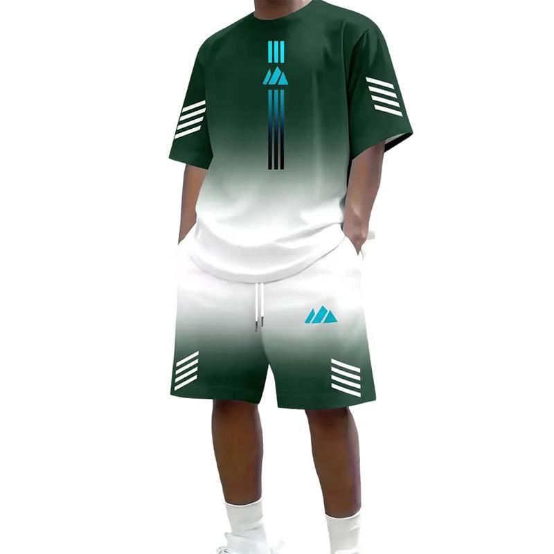 👕 50% OFF NOW! ☀️ Men’s Gradient T-Shirt & Shorts Set – Cool Drips, Zero Fuss 🩳
