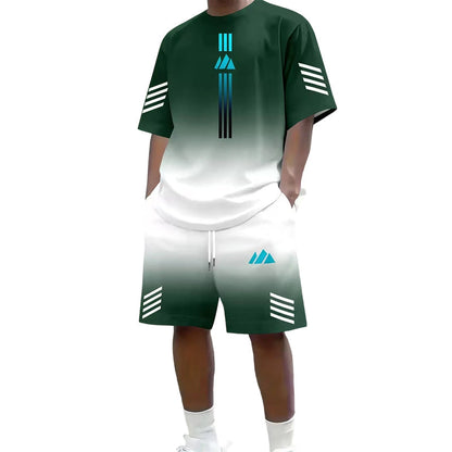 👕 50% OFF NOW! ☀️ Men’s Gradient T-Shirt & Shorts Set – Cool Drips, Zero Fuss 🩳