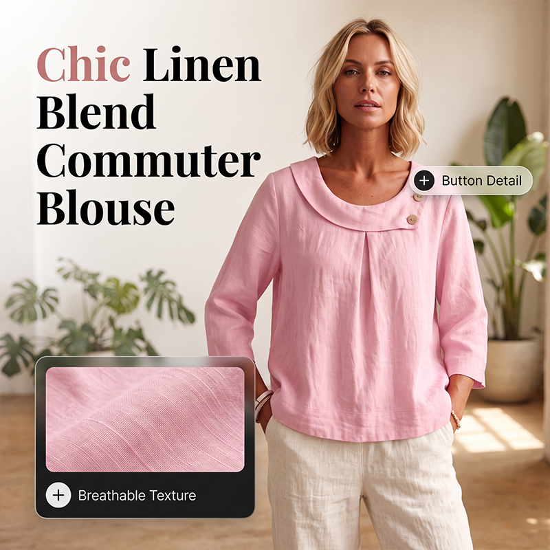 New Arrival✨🌸 Breathable Cotton-Linen Top with Decorative Buttons