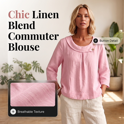 New Arrival✨🌸 Breathable Cotton-Linen Top with Decorative Buttons