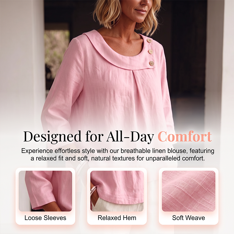 New Arrival✨🌸 Breathable Cotton-Linen Top with Decorative Buttons