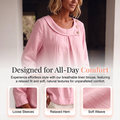 New Arrival✨🌸 Breathable Cotton-Linen Top with Decorative Buttons