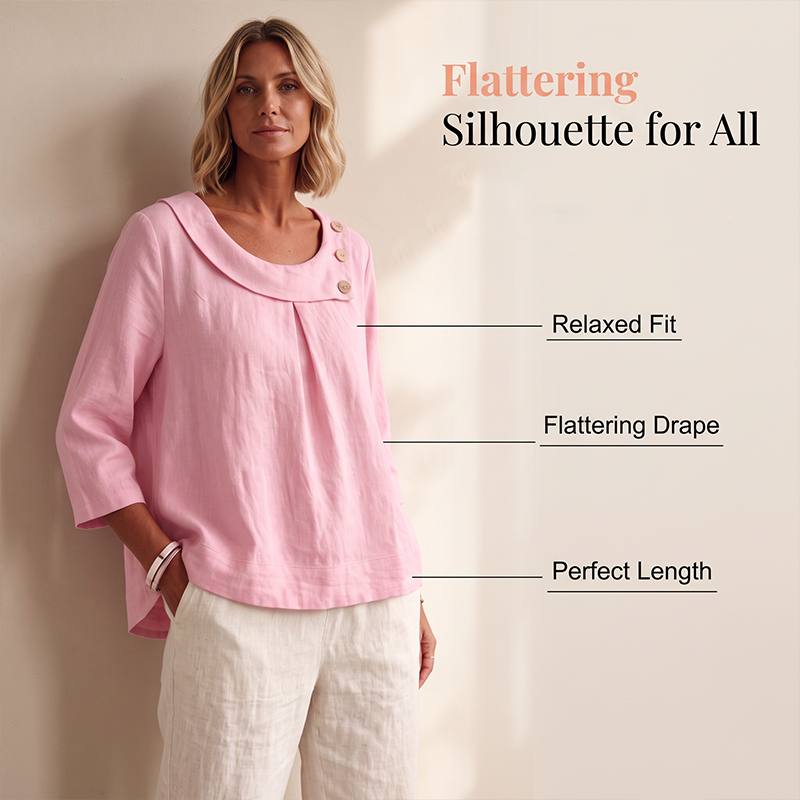 New Arrival✨🌸 Breathable Cotton-Linen Top with Decorative Buttons