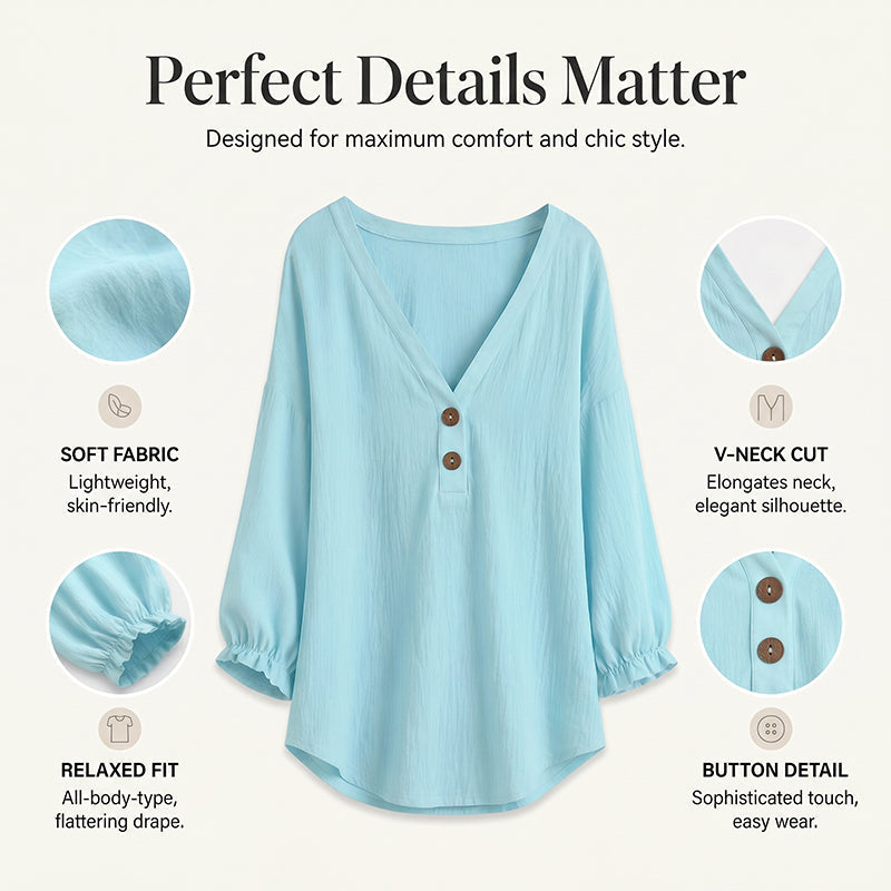 Women's Casual V-Neck 3/4 Sleeve Top
