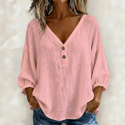 Women's Casual V-Neck 3/4 Sleeve Top