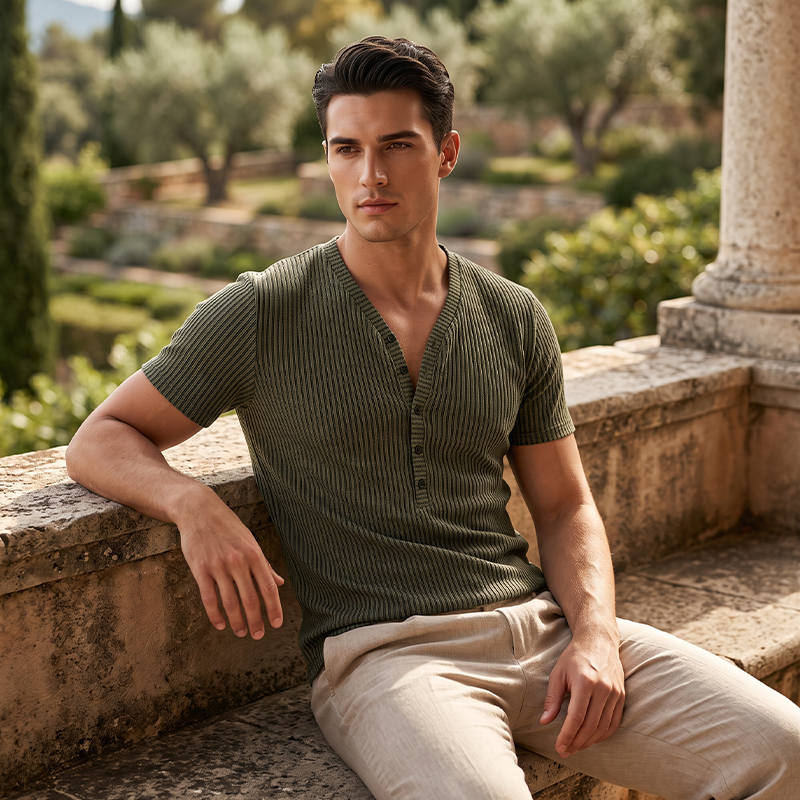 ⏳Time-Limited Special⏰Breathable T-Shirt – Classic V-Neck Henley Design & Premium Polyester Fabric 💪