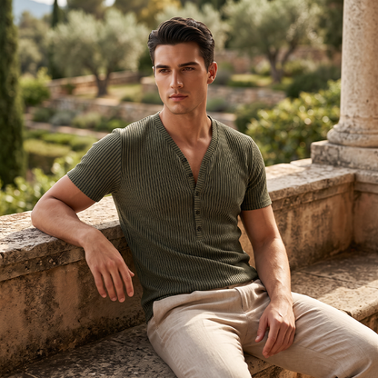 ⏳Time-Limited Special⏰Breathable T-Shirt – Classic V-Neck Henley Design & Premium Polyester Fabric 💪