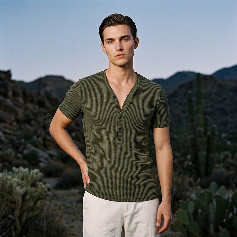 ⏳Time-Limited Special⏰Breathable T-Shirt – Classic V-Neck Henley Design & Premium Polyester Fabric 💪