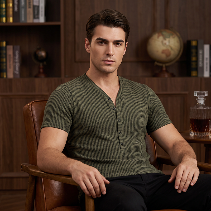 ⏳Time-Limited Special⏰Breathable T-Shirt – Classic V-Neck Henley Design & Premium Polyester Fabric 💪