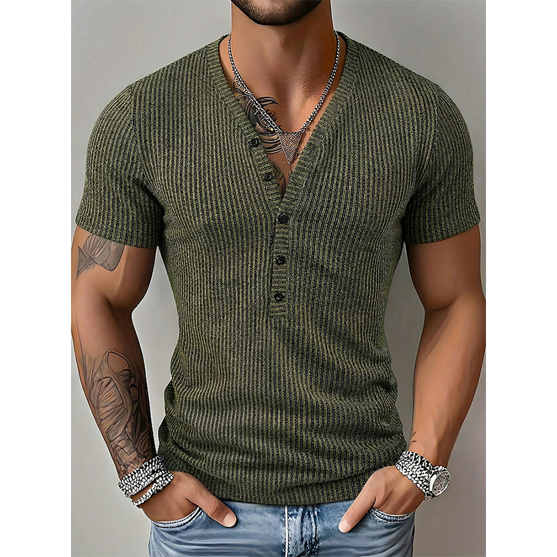 ⏳Time-Limited Special⏰Breathable T-Shirt – Classic V-Neck Henley Design & Premium Polyester Fabric 💪