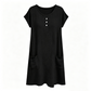 Women's Casual Short-Sleeve Knee-Length Dress with Pockets
