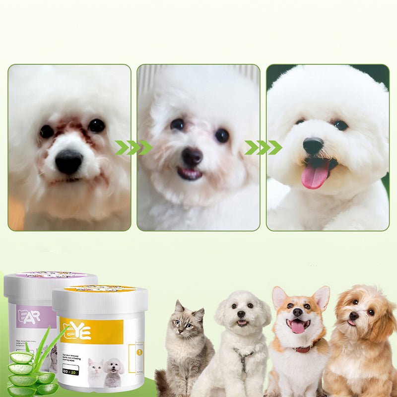 ✨️Surprise 50% Off！🐈🐕Keeping your furry friend clean matters！Natural Plant-Based Cleaning Wipes for Pet Eyes and Ears