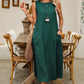 🌿Women's Sleeveless Round Neck Casual Dress Loose Fit Linen-Look Maxi Dress with Pockets