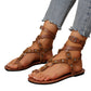 ❄️👡Women Flat Strappy Sandals Gladiator Rivet Ankle Strap Toe Loop Beach Shoes