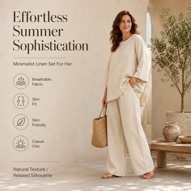 New Arrivals🌿👚 Casual Linen Blend 2-Piece Set – Soft & Airy for Effortless Summer Style
