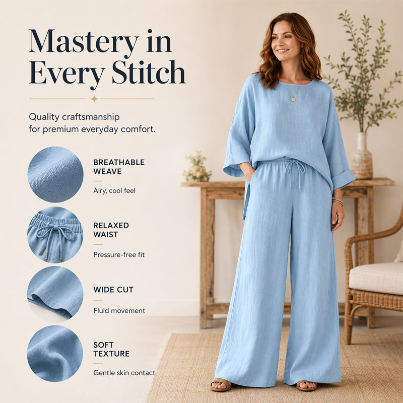 New Arrivals🌿👚 Casual Linen Blend 2-Piece Set – Soft & Airy for Effortless Summer Style
