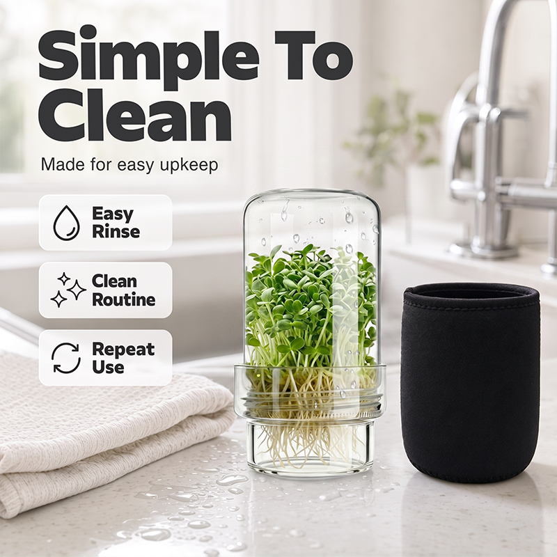🌱 Grow Fresh Sprouts At Home – Glass Sprouting Jar Kit With Blackout Sleeve🥗