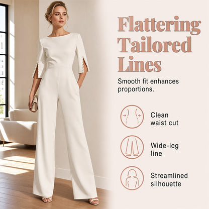 New Arrival✨🌸 Slim-Fit Wide-Leg Jumpsuit with Beaded Detail