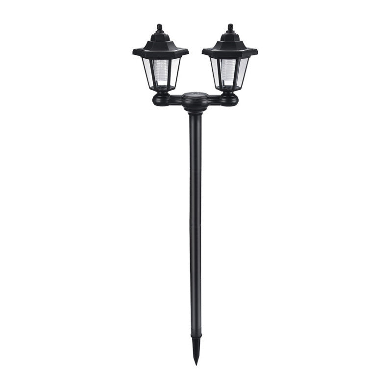 Retro Solar Garden Lights Outdoor Double Head Hexagonal Street Lamp