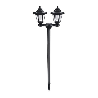 Retro Solar Garden Lights Outdoor Double Head Hexagonal Street Lamp