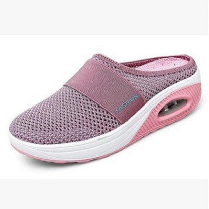 Women's Casual Hollowed Out Fabric Flat Bottom Slope Heel Slippers
