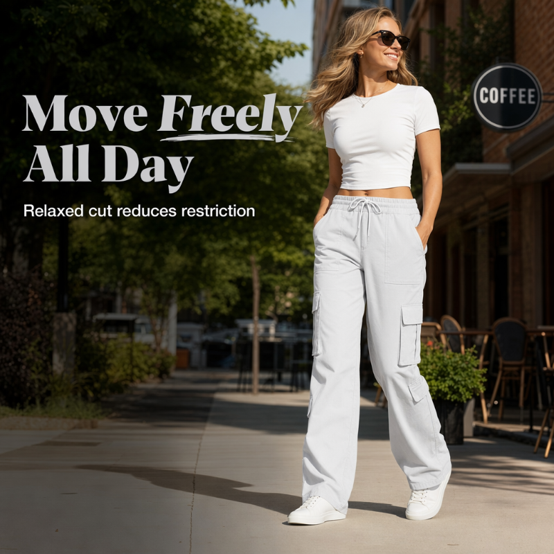 Women's Casual Multi-Pocket Elastic Waistband Cargo Pants