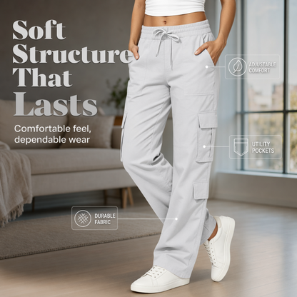 Women's Casual Multi-Pocket Elastic Waistband Cargo Pants