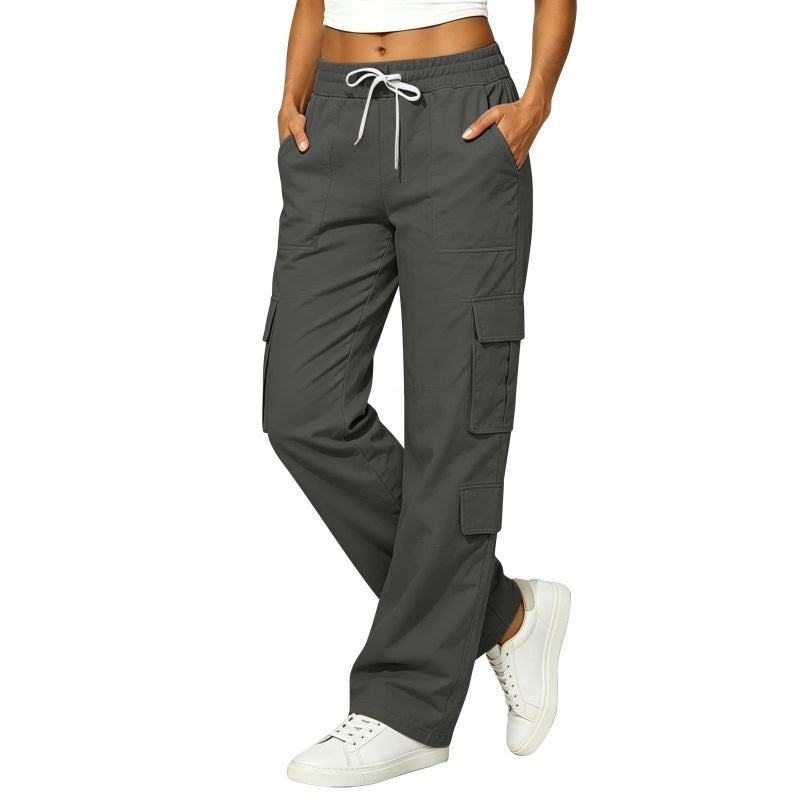 Women's Casual Multi-Pocket Elastic Waistband Cargo Pants