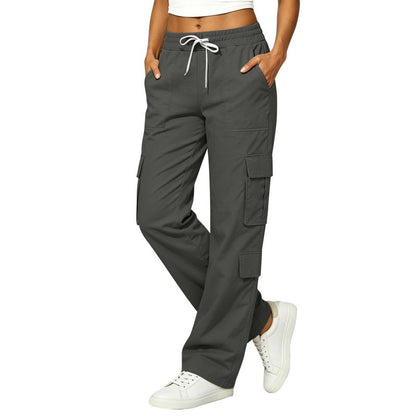 Women's Casual Multi-Pocket Elastic Waistband Cargo Pants