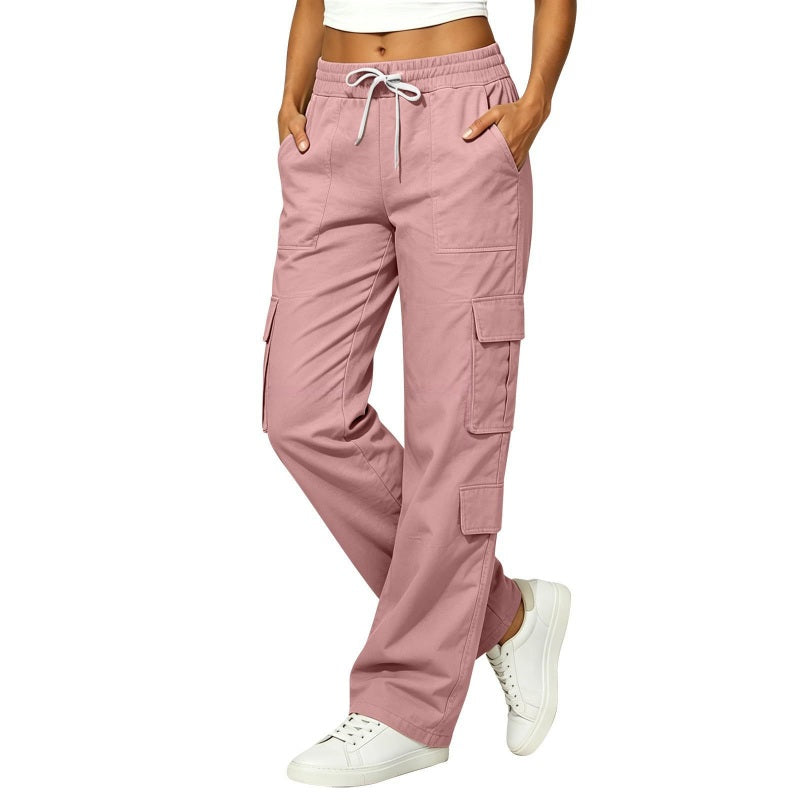 Women's Casual Multi-Pocket Elastic Waistband Cargo Pants
