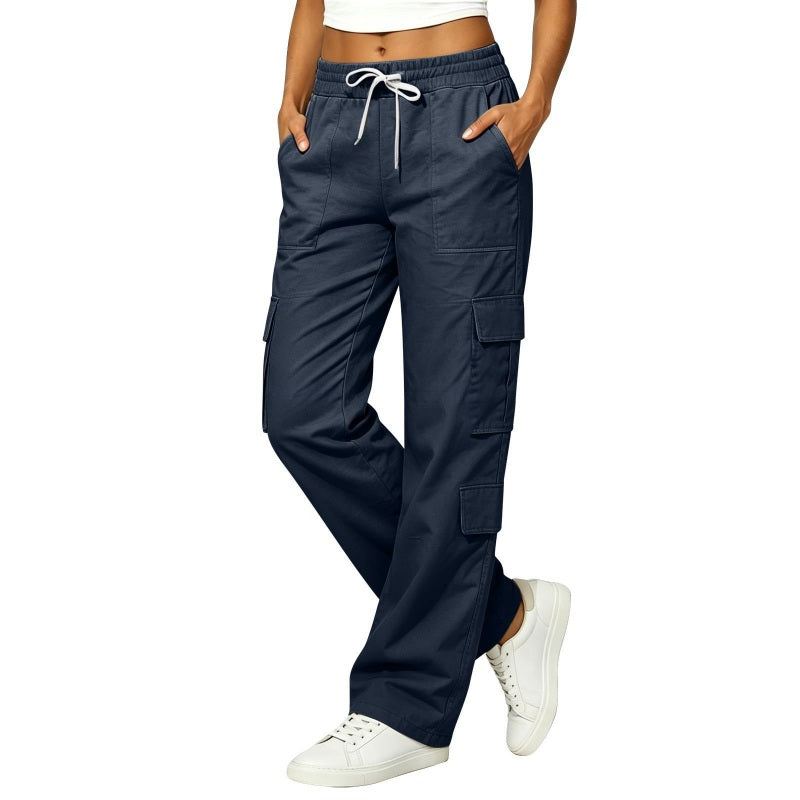 Women's Casual Multi-Pocket Elastic Waistband Cargo Pants