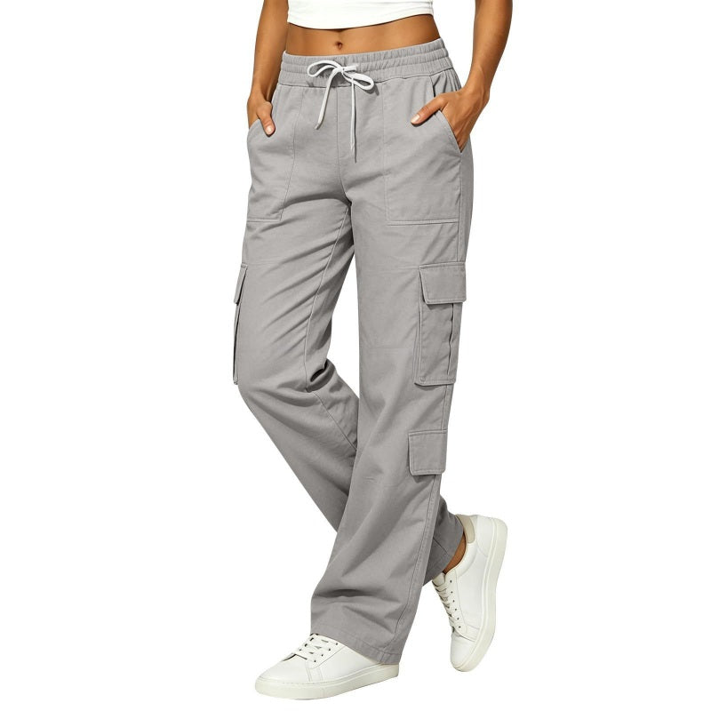Women's Casual Multi-Pocket Elastic Waistband Cargo Pants