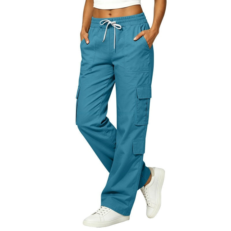 Women's Casual Multi-Pocket Elastic Waistband Cargo Pants