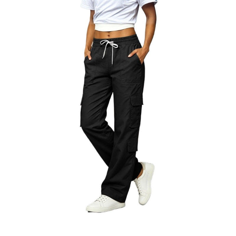 Women's Casual Multi-Pocket Elastic Waistband Cargo Pants
