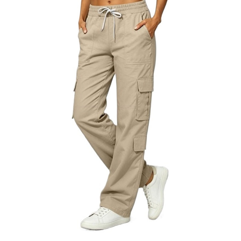 Women's Casual Multi-Pocket Elastic Waistband Cargo Pants