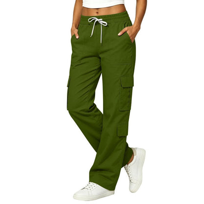 Women's Casual Multi-Pocket Elastic Waistband Cargo Pants