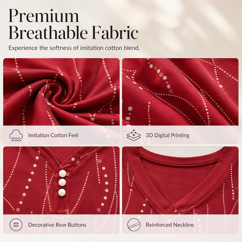Women's Elegant Printed V-Neck Top
