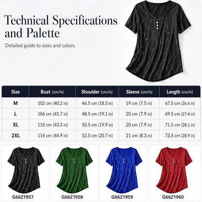 Women's Elegant Printed V-Neck Top